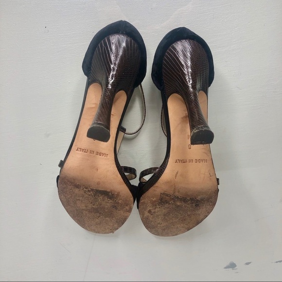 Michael Kors Black Suede Brown Snakeskin Heels - Picture 7 of 7